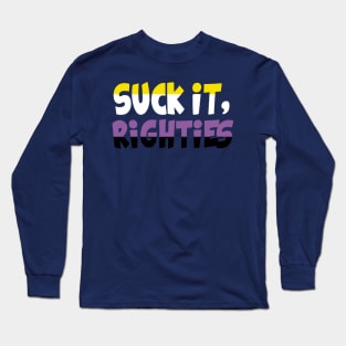 Suck it Righties Nonbinary Pride Long Sleeve T-Shirt